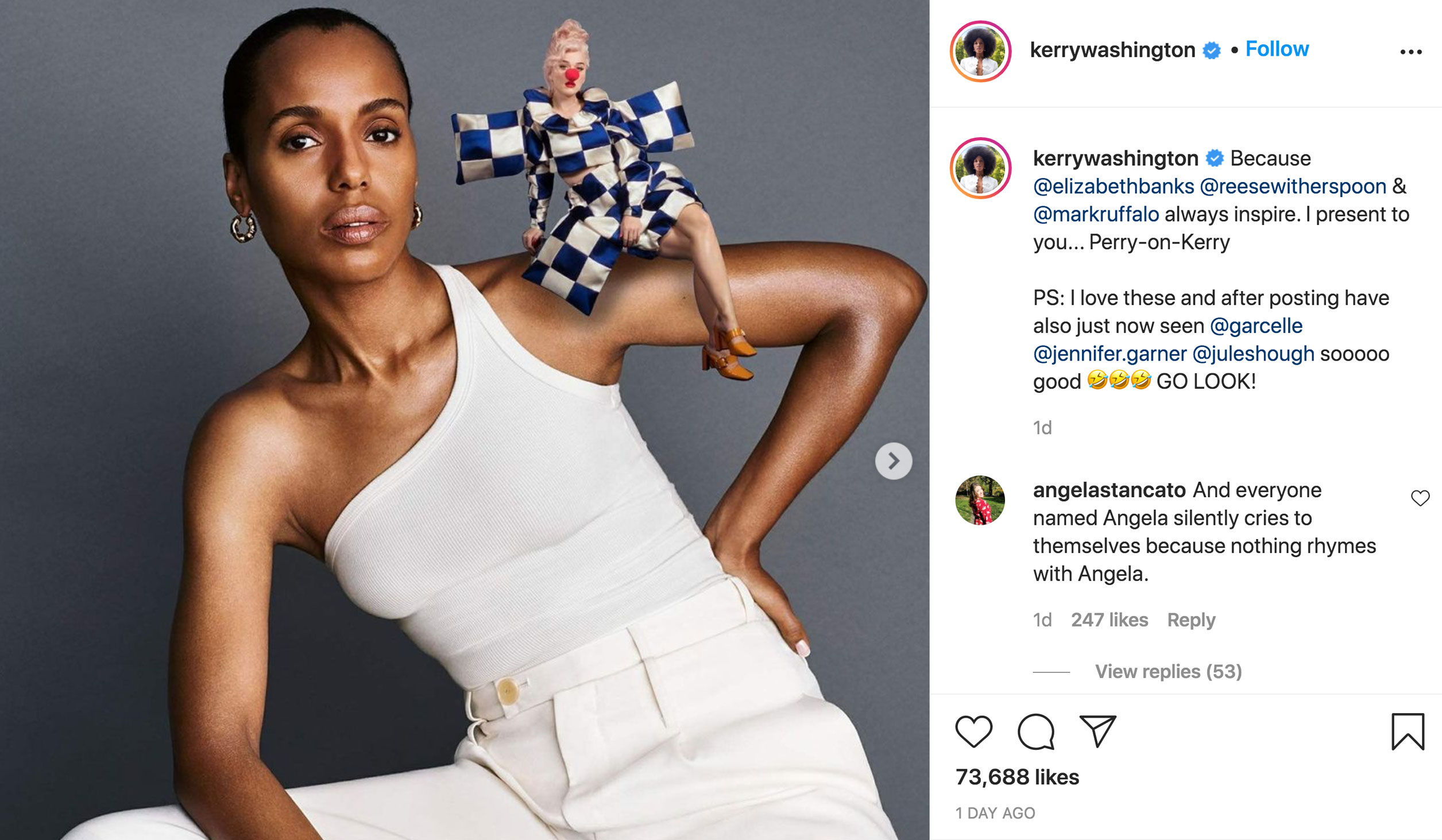 kerry washington porter - kerrywashington. kerrywashington Because & always inspire. I present to you... PerryonKerry Ps I love these and after posting have also just now seen .garner sooooo good O Go Look! 1d angelastancato And everyone named Angela sile