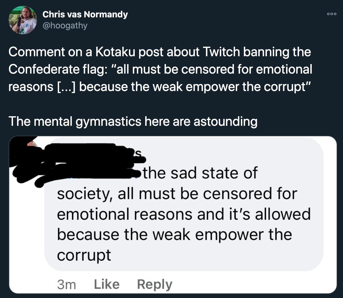 twitch confederate flag ban - Comment on a Kotaku post about Twitch banning the Confederate flag