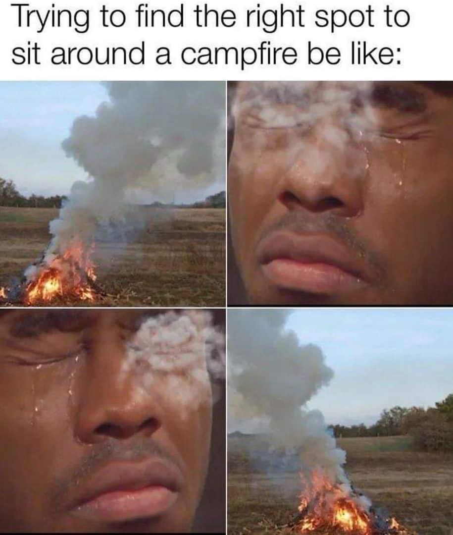 photo caption - Trying to find the right spot to sit around a campfire be