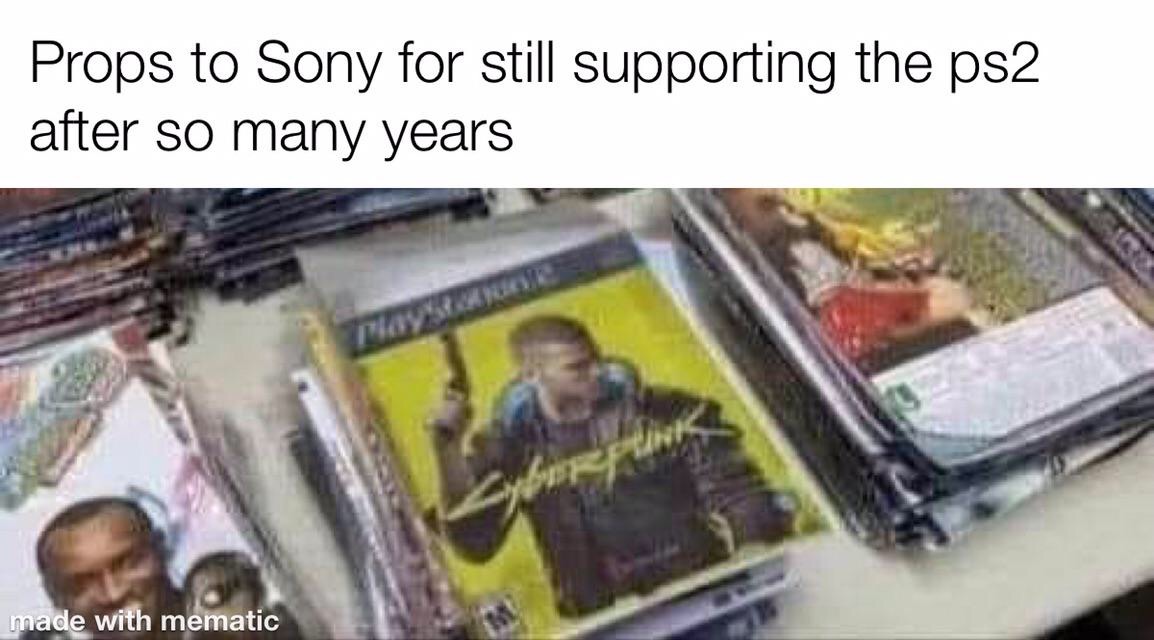 cyberpunk 2077 memes - Keanu Reeves - Props to Sony for still supporting the ps2 after so many years Taya Kami Bike made with mematic