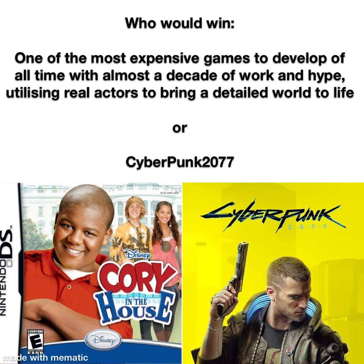 cyberpunk 2077 memes - Keanu Reeves - cory in the house - Who would win One of the most expensive games to develop of all time with almost a decade of work and hype, utilising real actors to bring a detailed world to life or CyberPunk 2077 Home NtrYireUsa