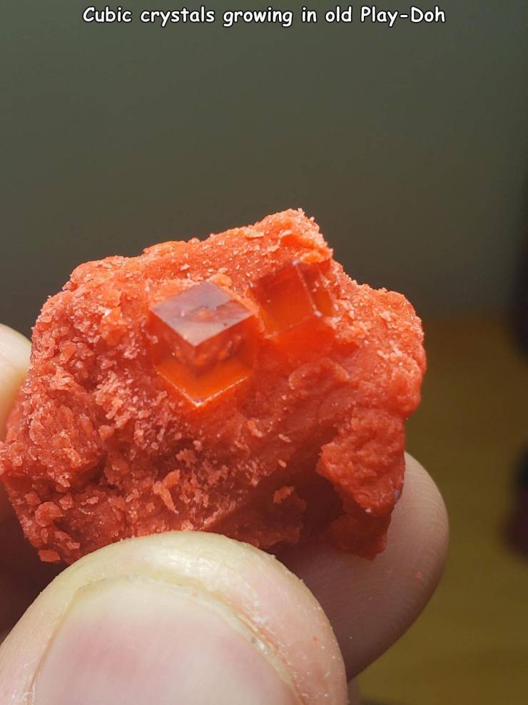 random photos and cool pics - orange - Cubic crystals growing in old PlayDoh
