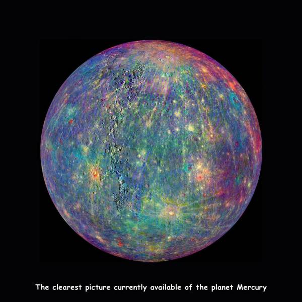 random photos and cool pics - rainbow planet - The clearest picture currently available of the planet Mercury