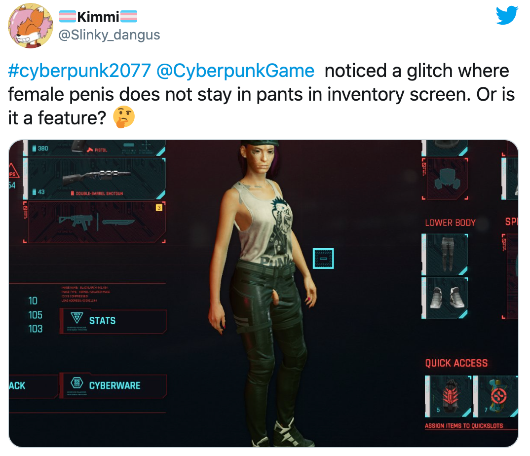 cyberpunk 2077 naked genitals glitch