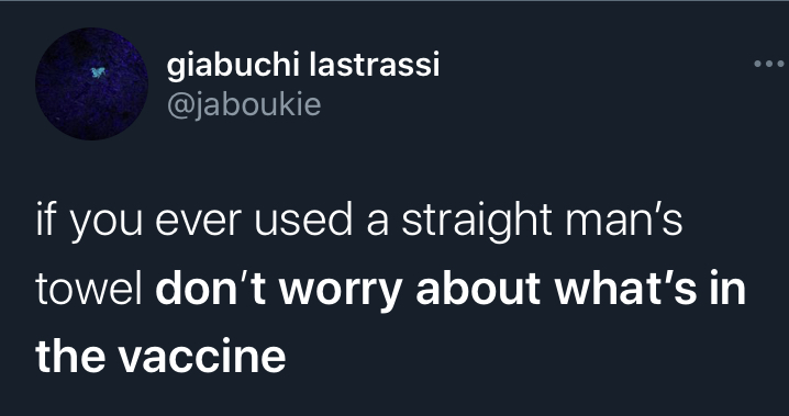 if you dont worry about what's in the covid vaccine -  college level examination program - giabuchi lastrassi if you ever used a straight man's towel don't worry about what's in the vaccine