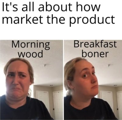 jaw - It's all about how market the product Morning wood Breakfast boner