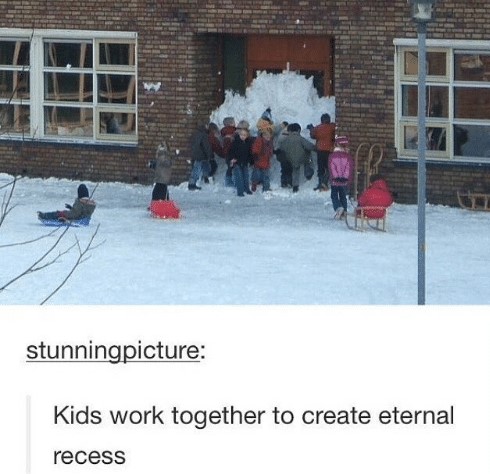 teamwork-memes-kids work together to create eternal recess - stunningpicture Kids work together to create eternal recess
