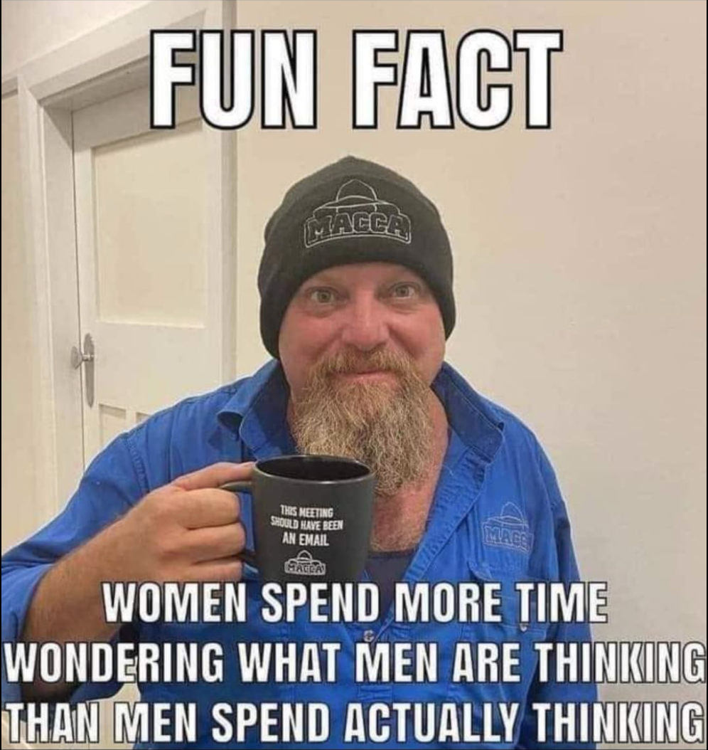 fun fact women spend more time wondering - Fun Fact Tagga Terting An Email Women Spend More Time Wondering What Men Are Thinking Than Men Spend Actually Thinking