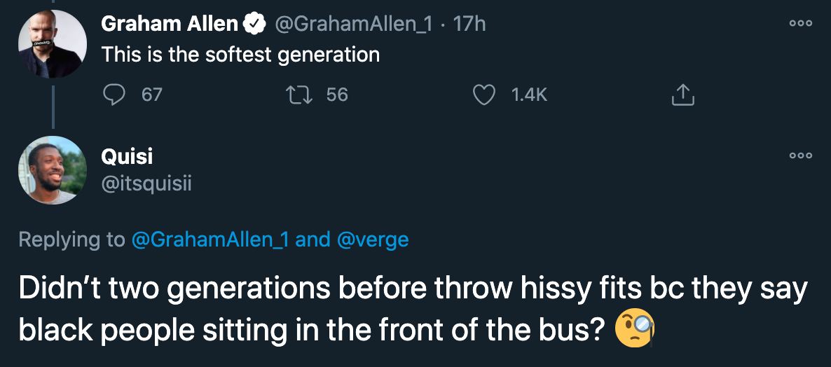 twitter reacts to twitch banning simp and incel - this is the softest generation - didn't two generations before this throw a hissy fit bc they saw black people sitting in the front of the bus?
