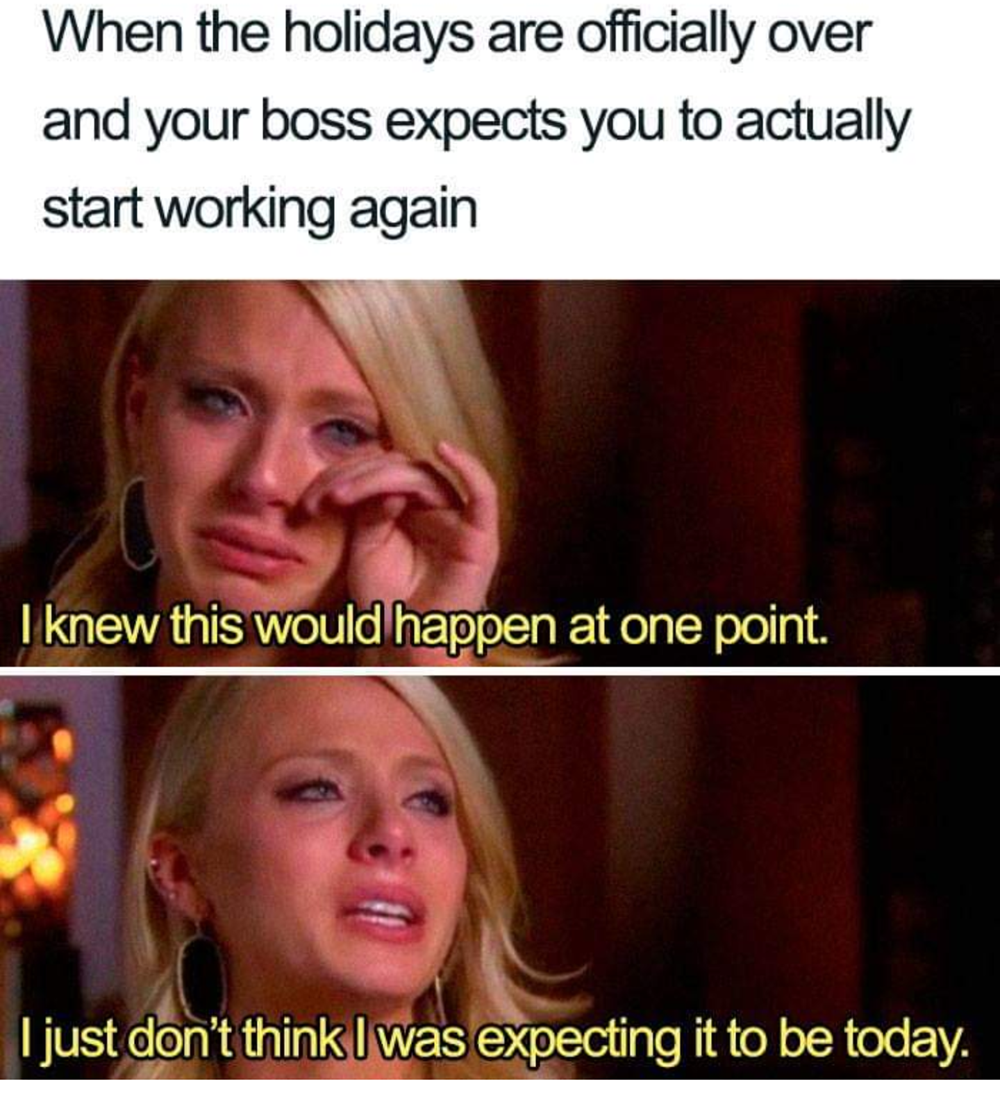 work memes about your boss - funny good boss memes - When the holidays are officially over and your boss expects you to actually start working again I knew this would happen at one point. I just don't think I was expecting it to be today.