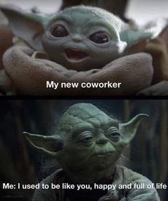 happy work memes - star wars - My new coworker Me I used to be you, happy and full of life