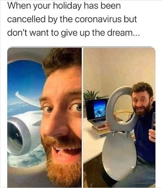 happy work memes - funny holiday memes 2020 - When your holiday has been cancelled by the coronavirus but don't want to give up the dream...