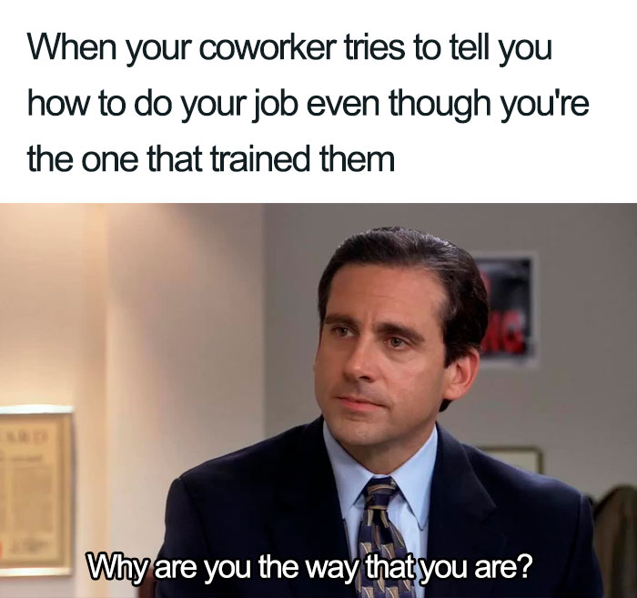 crazy-office-memes funny office memes - When your coworker tries to tell you how to do your job even though you're the one that trained them Why are you the way that you are?