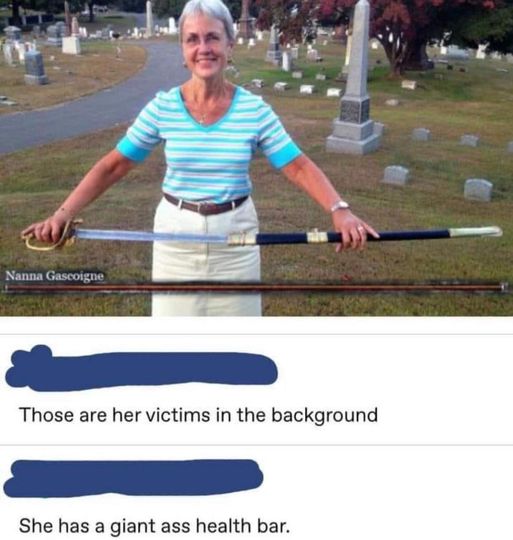 funny video game memes - Those are her victims in the background She has a giant ass health bar.