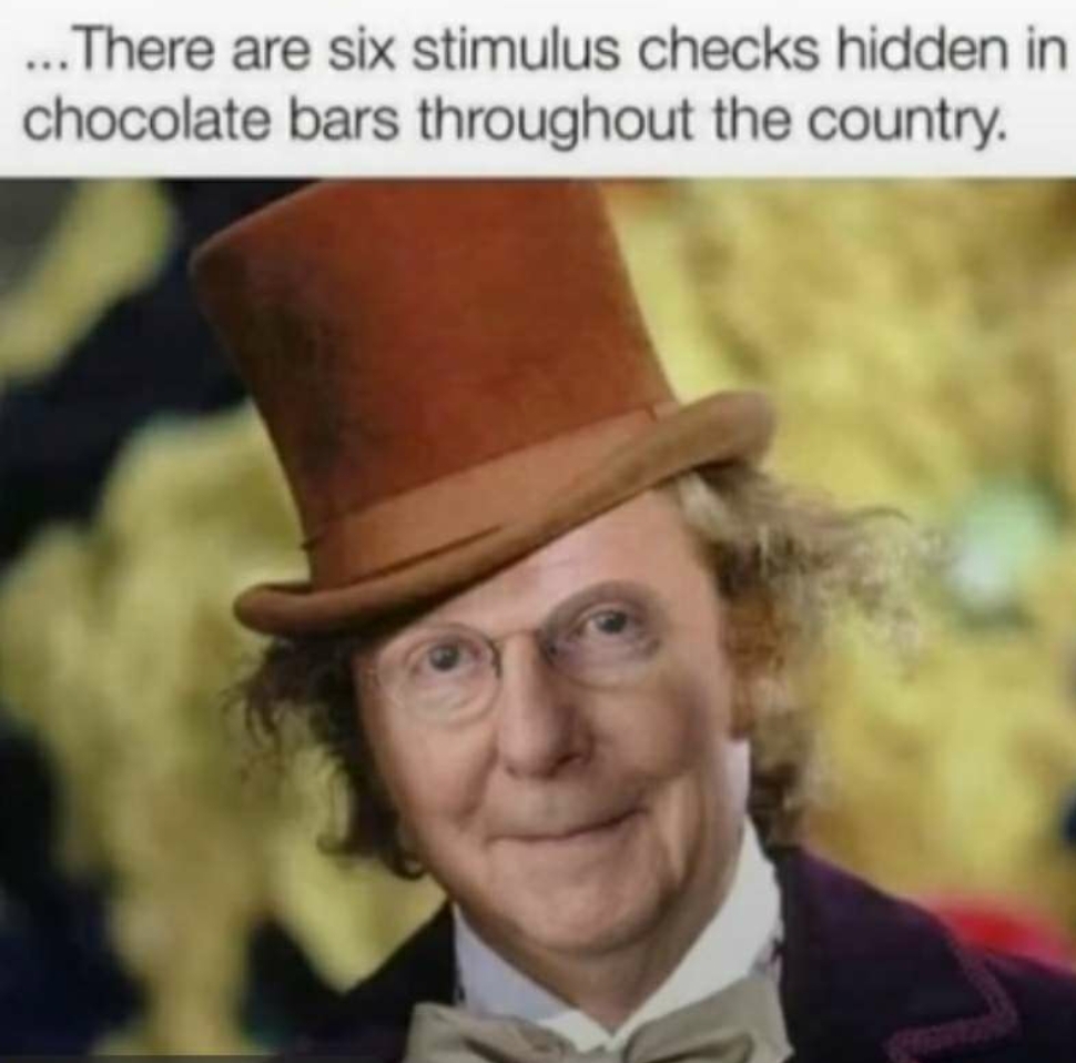 1971 willy wonka - ... There are six stimulus checks hidden in chocolate bars throughout the country.