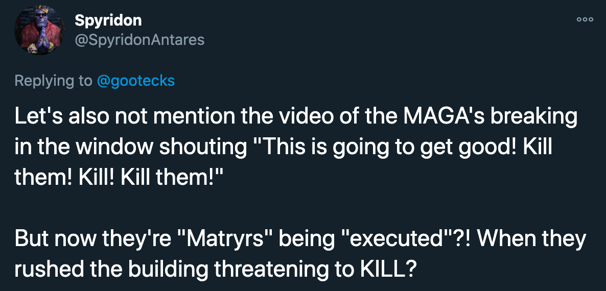 Let's also not mention the video of the Maga's breaking in the window shouting this is going to get good! kill them! kill them!