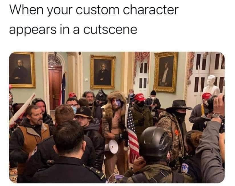 us capitol breach memes - communication - When your custom character appears in a cutscene