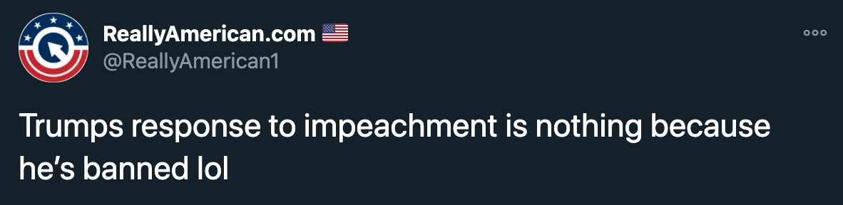 donald trump impeachment jokes - Trumps response to impeachment is nothing because he's banned lol