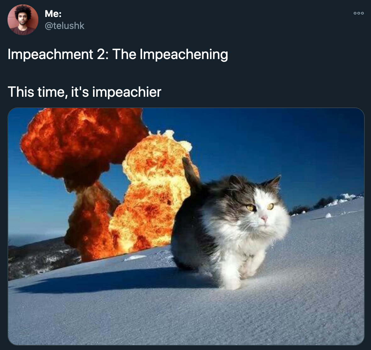 donald trump impeachment jokes - cat explosion - Impeachment 2 The Impeachening This time, it's impeachier