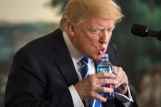 donald trump drinking water