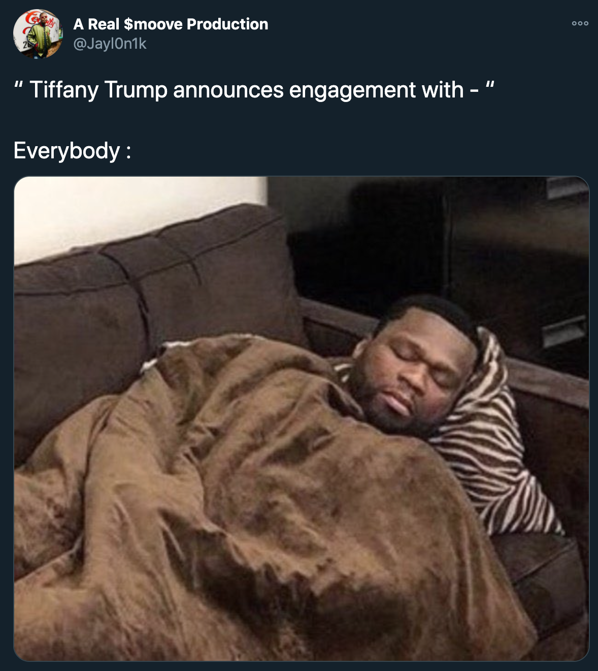 tiffany trump engagement - tiffany trump announces engagement with everybody 50 cent asleep meme
