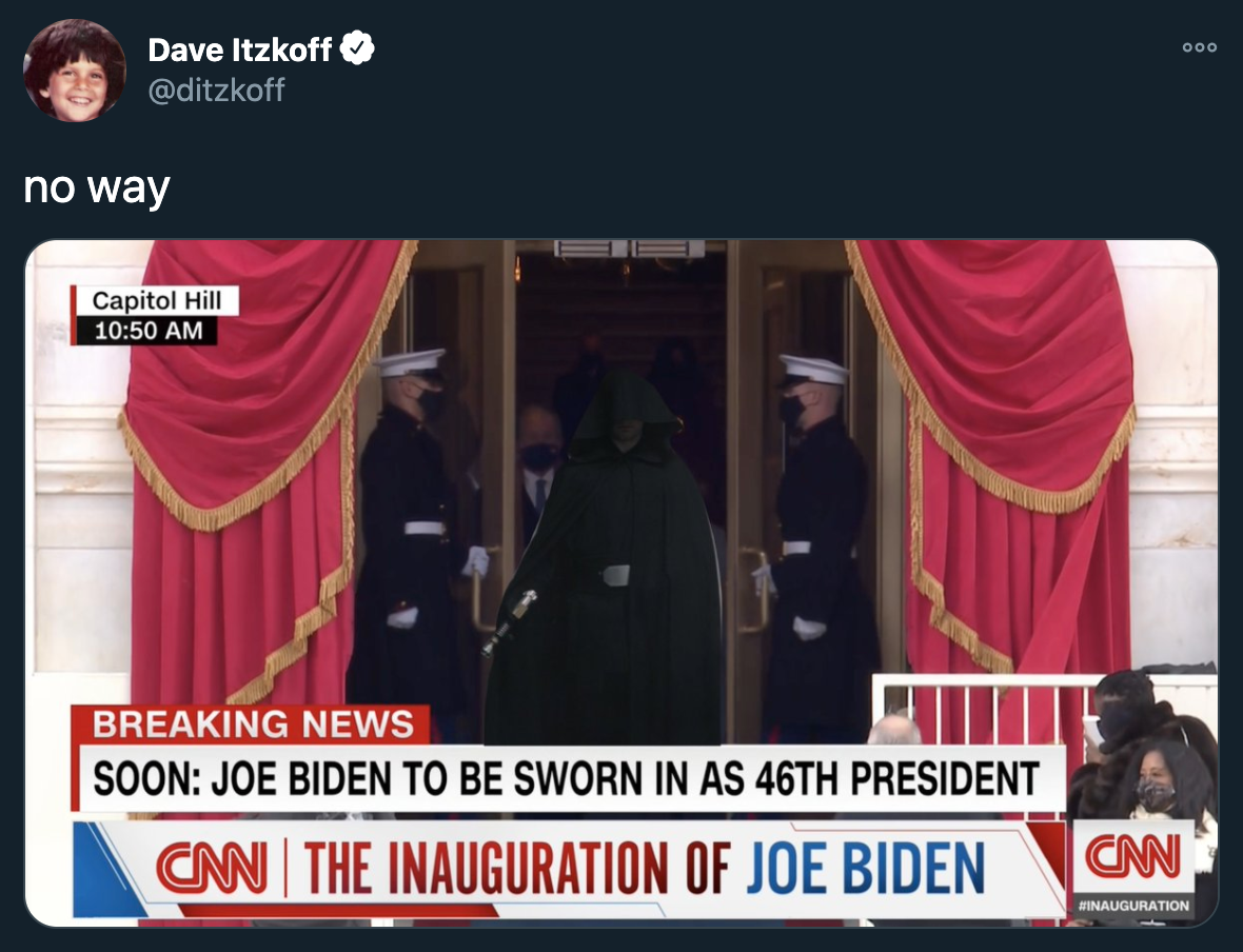 joe biden inauguration jokes - no way Capitol Hill Breaking News Soon Joe Biden To Be Sworn In As 46TH President Cnn The Inauguration Of Joe Biden Inauguration - star wars meme