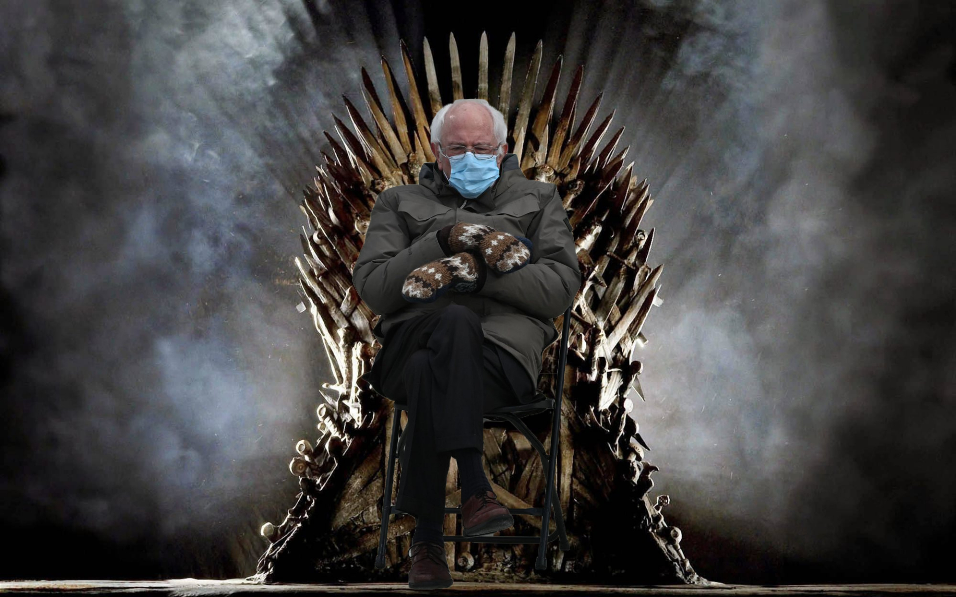unfazed bernie memes - night king on iron throne but its bernie snaders