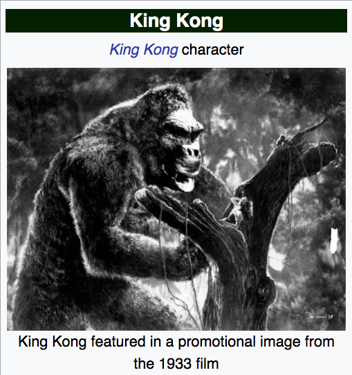 King Kong King Kong character Tar 78 King Kong featured in a promotional image from the 1933 film