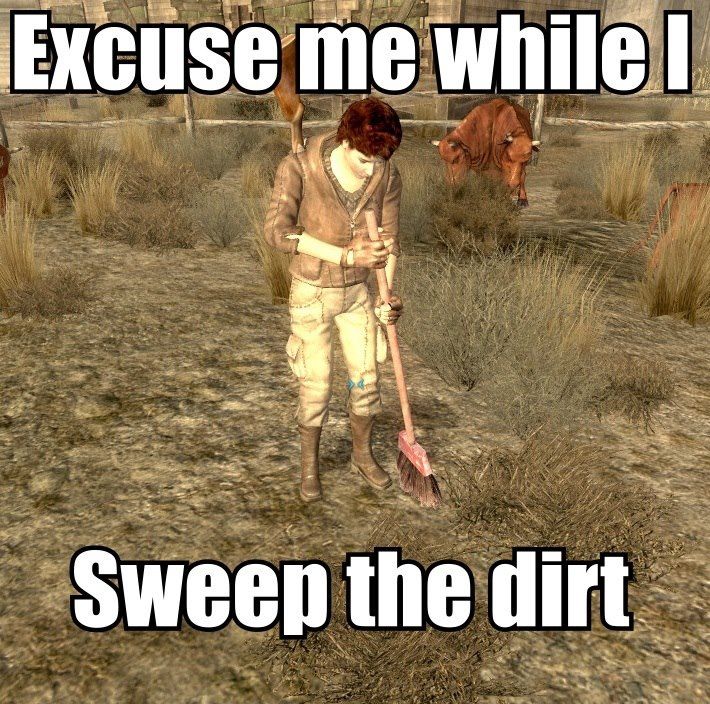 fallout 4 memes - Excuse me whilel Sweep the dirt