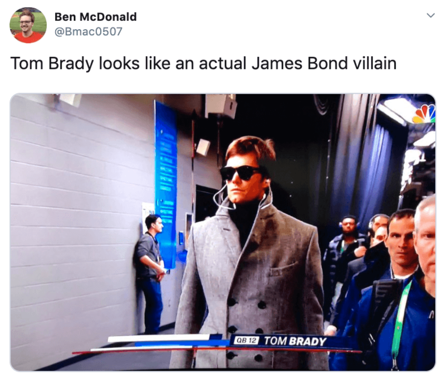 sunglasses - Ben McDonald Tom Brady looks an actual James Bond villain Qb 12 Tom Brady
