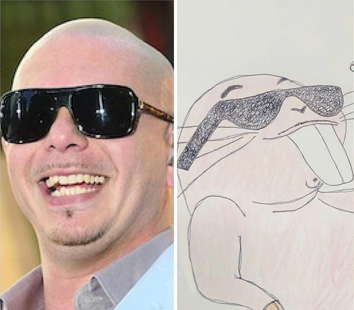 funny celebrity portraits - pitbull rapper