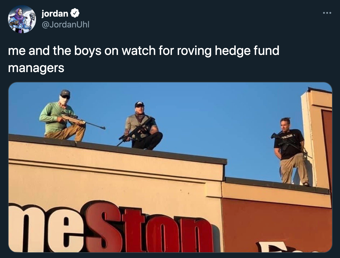 funny gamestop stock jokes - me and the boys on watch for roving hedge fund managers