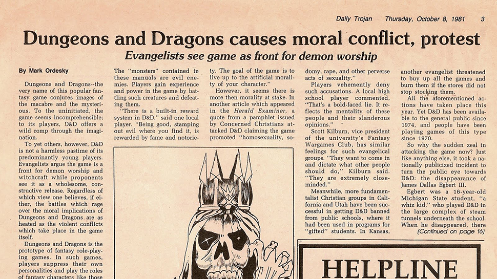 gaming urban legends - d&d satanic news article