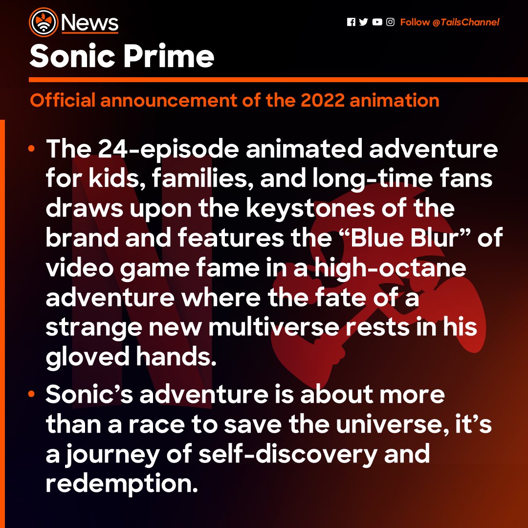 Sonic Prime Netflix - News Sonic Prime Official announcement of the 2022 animation The 24episode animated adventure for kids, families, and longtime fans draws upon the keystones of the brand and features the Blue Blur of video game fame in a highoctane a