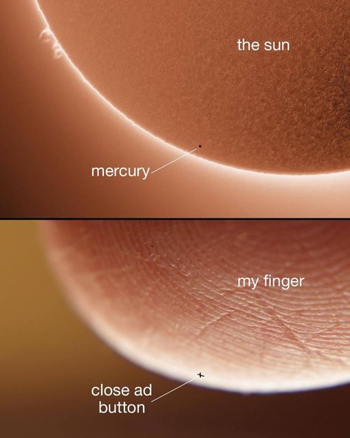 close up - the sun mercury my finger close ad button