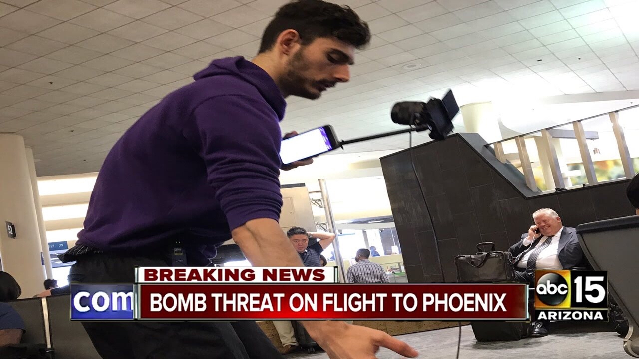 streamer getting swatted - ice poseidon plane swat - Breaking News com Bomb Threat On Flight To Phoenix abc 15 Arizona