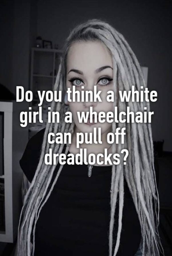 monochrome photography - Do you think a white girl in a wheelchair can pull off dreadlocks?