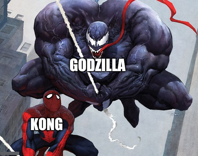 funny godzilla vs. kong memes - venom swinging - Godzilla Kong