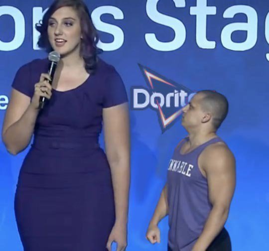 Lady Dimitrescu 9 foot 6 - small man looking up a big woman
