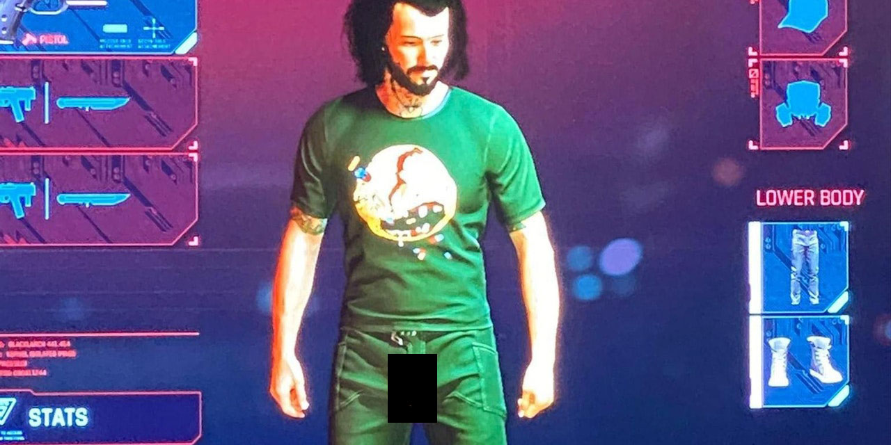 cyberpunk 2077 glitches - dick hanging out of pants
