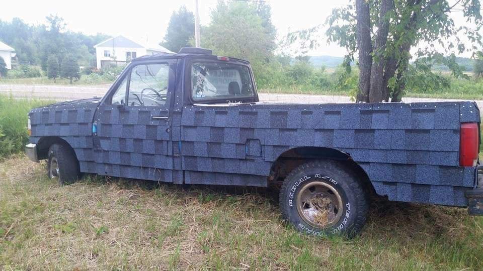 wtf pics - truck covered in roofing shingles