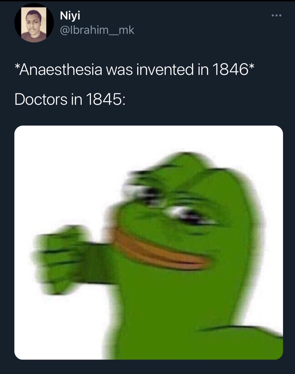funny twitter jokes - Anaesthesia was invented in 1846 Doctors in 1845