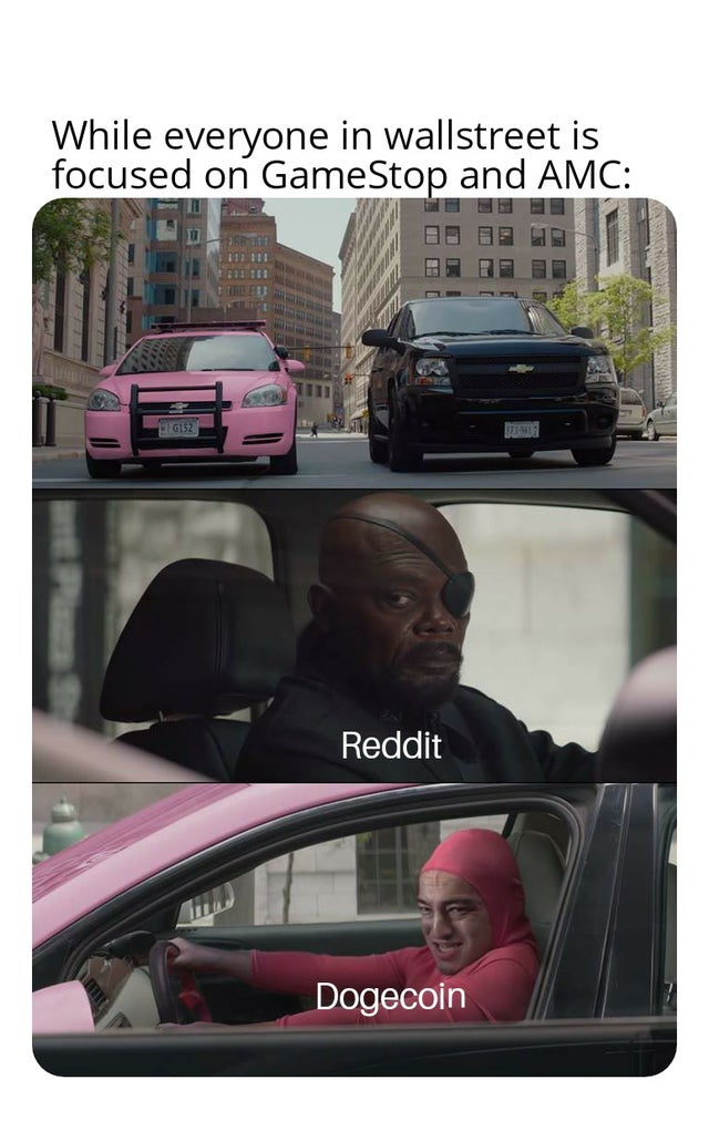 dogecoin-memes-pink guy car meme template - While everyone in wallstreet is focused on GameStop and Amc 16152 Reddit Dogecoin