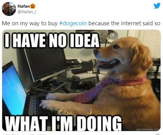 dogecoin-memes-have no idea what i m doing here - Nafan Me on my way to buy because the internet said so I Have No Idea What I'M Doing quickmeme.Con