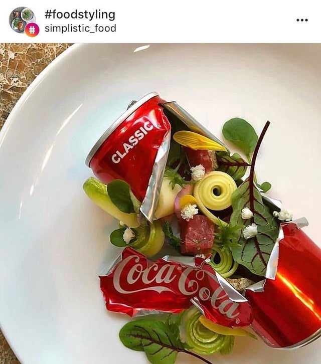 funny food pics - salad served inside a coca-cola can