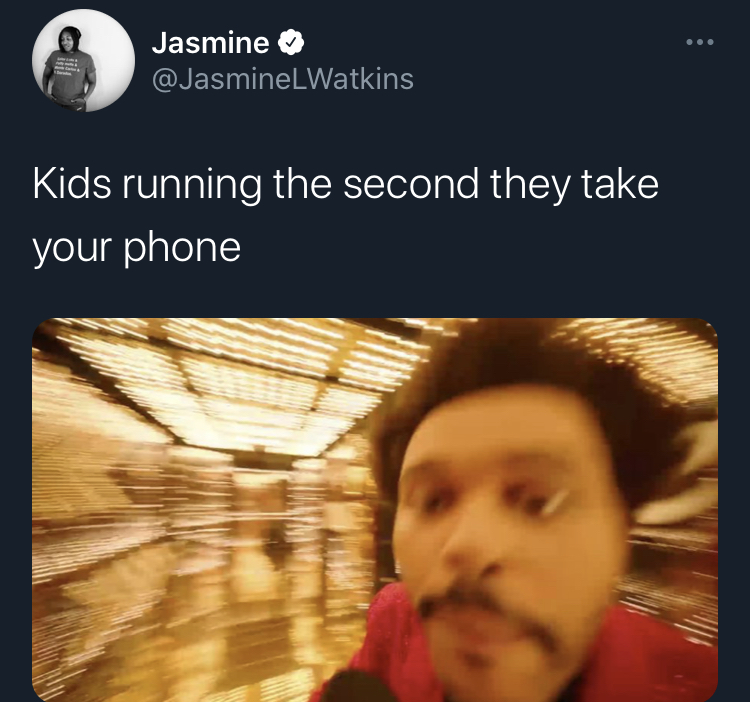 the weekend halftime show mirrors lights memes - photo caption - Jasmine Kids running the second they take your phone