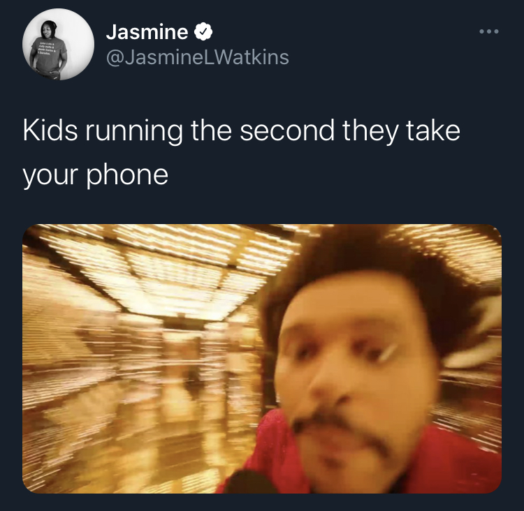 the weekend halftime show mirrors lights memes - photo caption - Jasmine Kids running the second they take your phone