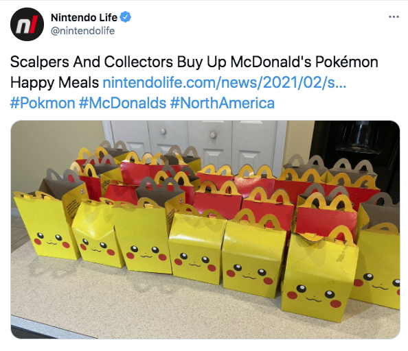 McDonald's Happy Meal Scalpers -Nintendo Life Scalpers And Collectors Buy Up McDonald's Pokmon Happy Meals nintendolife.comnews202102s... America