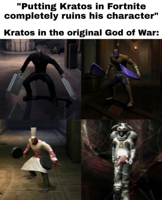 fictional character - "Putting Kratos in Fortnite completely ruins his character" Kratos in the original God of War