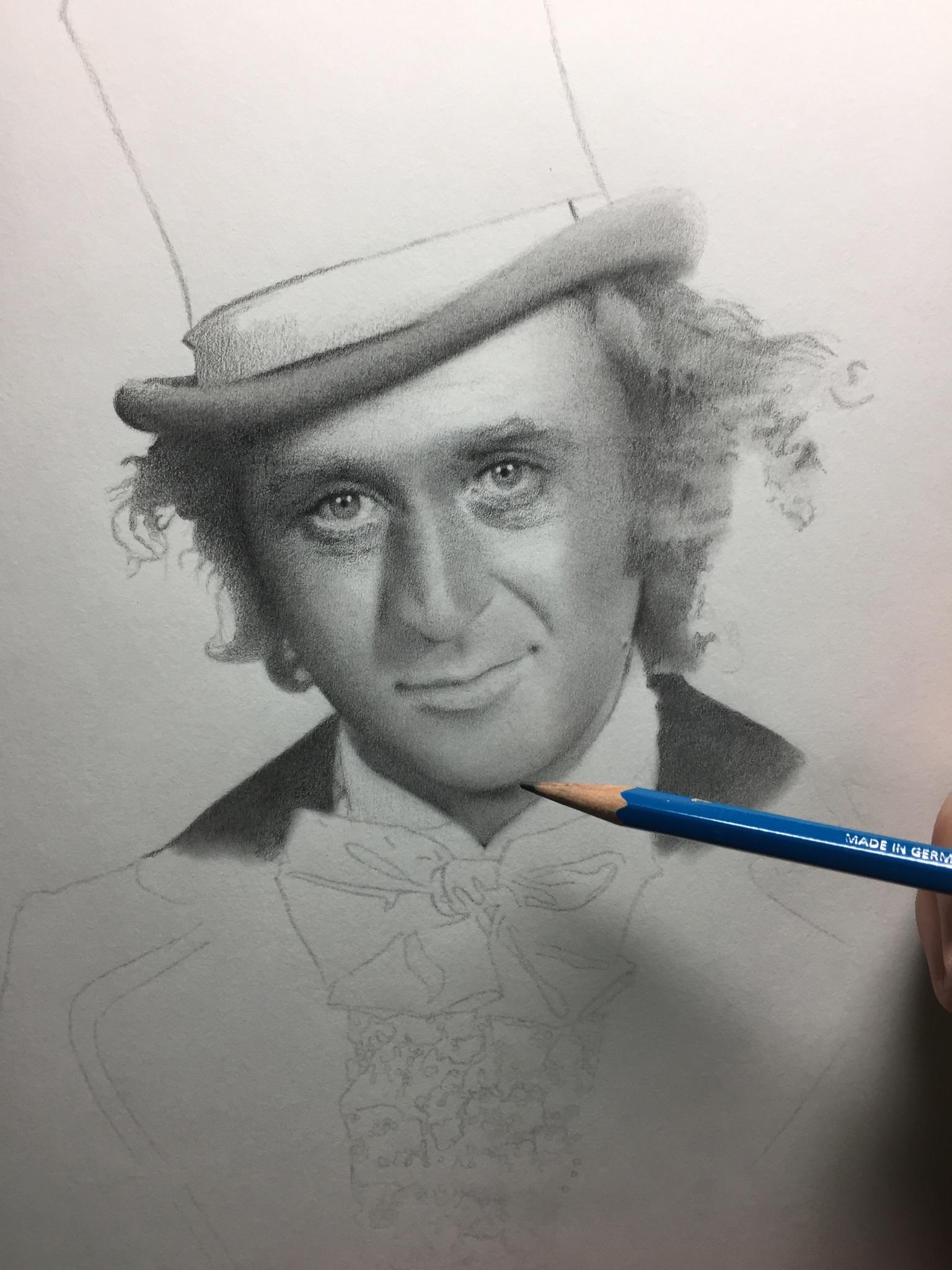 funny memes - gene wilder drawing - Made In Germ